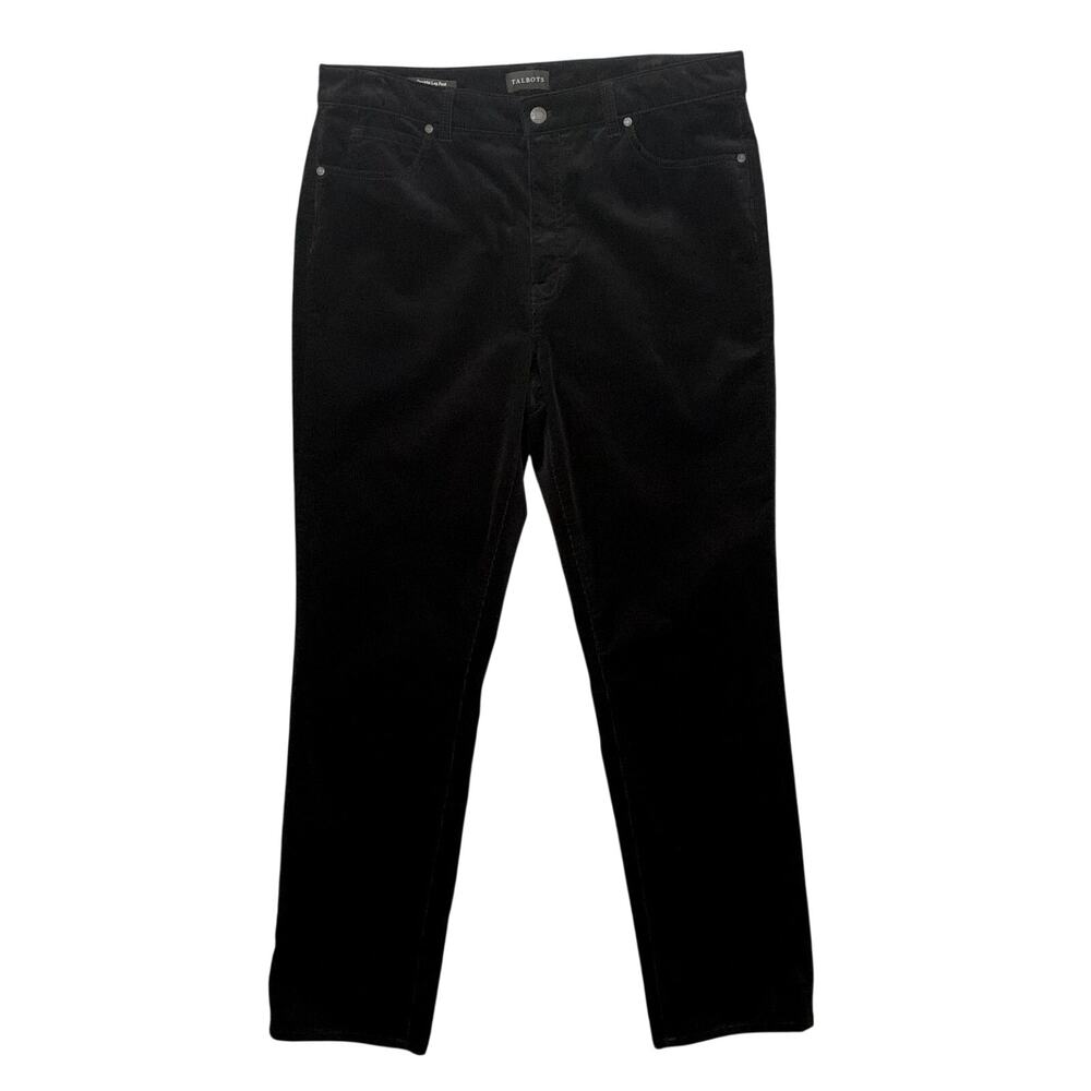 Talbot's Corduroy Pant Black Stretch Straight Leg Size 12